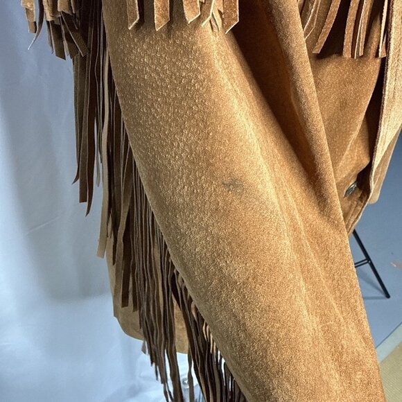 Vintage Brown Suede Fringe Western Jacket Womens M Cowgirl Pockets Cowboy USA - Picture 7 of 12